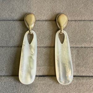 Elegant Sterling Silver and Mother of Pearl Dangle Earrings